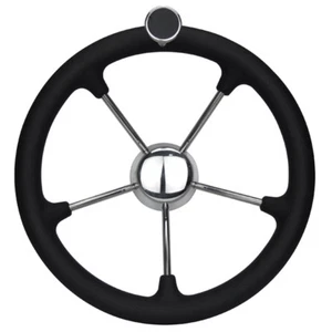 Boat Steering Wheel 350mm Diameter With Stainless Spokes & Speed Knob Centre Hub - Picture 1 of 5