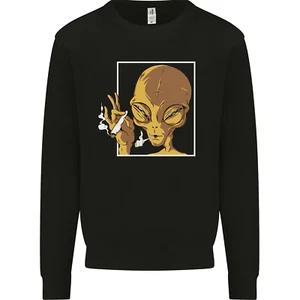 An Alien Smoking Weed Kids Sweatshirt Jumper - Picture 1 of 92