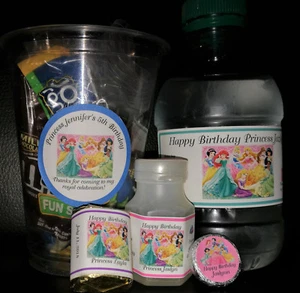 @PERSONALISIERTE DISNEY PRINZESSIN KUSS/BLASE/NUGGET/WASSERFLASCHE/GESCHENKSETIKETTEN@ - Bild 1 von 17