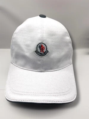 Gorra de béisbol Moncler clásica unisex de lona y cuero, blanca Foto 1 de 4