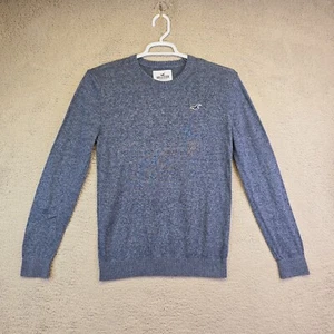 Camisa Hollister Para Hombre Pequeña Cuello Redondo Tejida Azul Elástica Manga Larga Academia - Imagen 1 de 13
