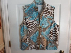 Drapers & Damons Petites Womens Print Full Zip Vest (PL) - Picture 1 of 7