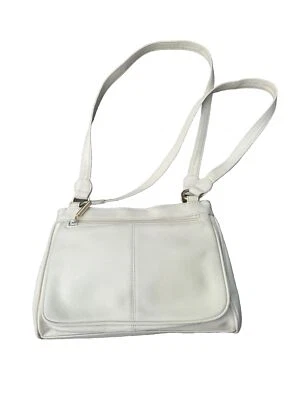 Bolsa de ombro feminina vintage Cabin Creek couro marfim bolsa de mão com dois zíperes - Imagem 1 de 4