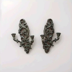 Burwood?? Aplique de pared ornamentado portavelas (par) 17" MCM Hollywood Regency - Imagen 1 de 3