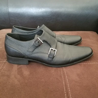 Calvin Klein 男式黑色管家双僧侣带牛津鞋正装鞋 11 码 — 第 1/4 张图片