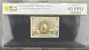 ๐ Fr#1232 5ยข Fractional Note โ PCGS 63 PPQ โ No Surcharge โ Civil War Era - Picture 1 of 2