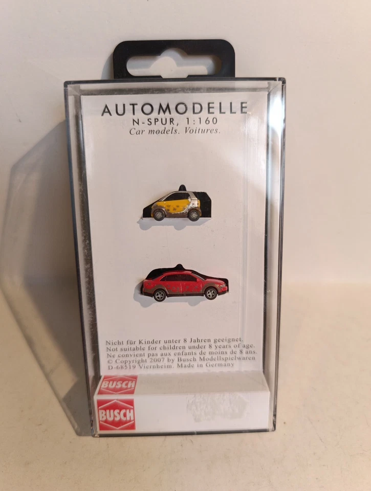 Busch 8355 , 1x Smart & 1x Audi A4 , "Schlammspritzer", OVP , Spur N , 1:160 - Bild 1 von 1
