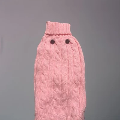 Dallas Dogs Designer Sweater Cable Button Pink 16 18 - Image 1 of 4