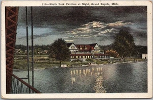Vintage 1910s GRAND RAPIDS, Michigan Postcard "North Park Pavilion at Night" - Picture 1 of 2