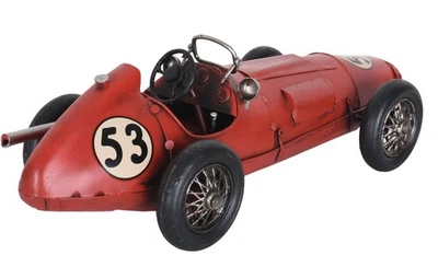 Rennwagen Modell Ferrari Rot Rennauto Blech Oldtimer Dekoration Auto Antik - Bild 1 von 4