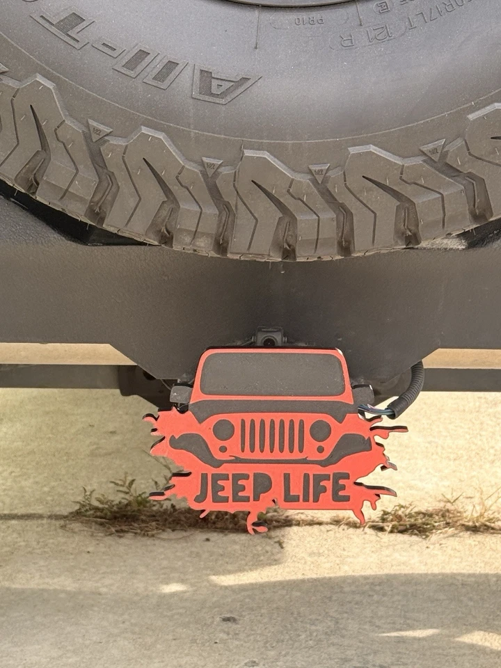 "Cubierta de enganche Jeep Life de 2"" - accesorio todoterreno rojo impreso en 3D" Foto 1 de 1