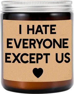 I Hate Everyone But Us - Vela de soja perfumada con lavanda - 8 oz - Regalo humorístico - Mod - Imagen 1 de 4
