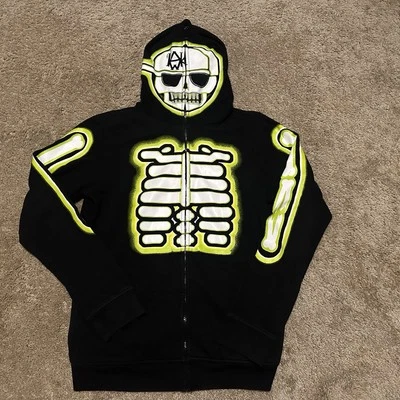 Chaqueta De Colección Tony Hawk Juvenil XL Cremallera Completa Con Capucha Monopatín Máscara Facial Esqueleto  Foto 1 de 4