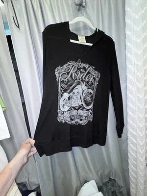 Moto grunge vintage VOCAL feminina tamanho 2X strass piloto aflição térmica Y2K - Imagem 1 de 4