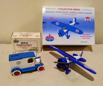 NEW AMOCO 1917 MODEL "T" BANK & AMOCO STANDARD OIL AIRPLANE BANK FREE SHIPPING - Image 1 of 4