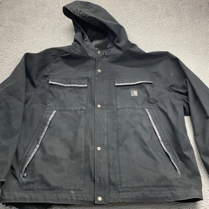 Carhartt Jacke Herren 3XL schwarz Kapuze Work Duck Canvas Full Zip Mesh gefüttert - Bild 1 von 15