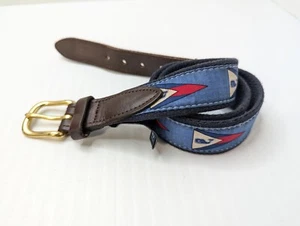 Vineyard Vines Youth Size 28 Belt Whale Nautical Ocean Preppy USA Leather Canvas - Picture 1 of 8