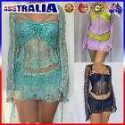 A# Ladies Halter Top Cardigan Skirt Backless Summer Knitted Dress Suit Beach Out