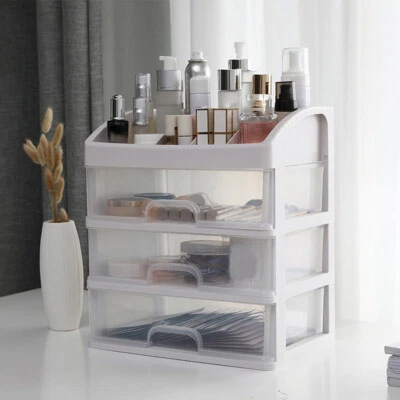 HOUSEHOLD-ONLINE 3 Drawer Cosmetic Make Up Organizer Desktop Tidy Sorting Storage Box Plastic