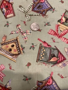 Fabric Christmas Lot 3 Birdhouse Snowman Bird House Avian Cloth Sewing Winter - Picture 1 of 2