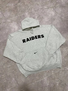 Vintage Y2K Nike Oakland Raiders NFL Gray Oversized Hoodie Size L - Picture 1 of 15