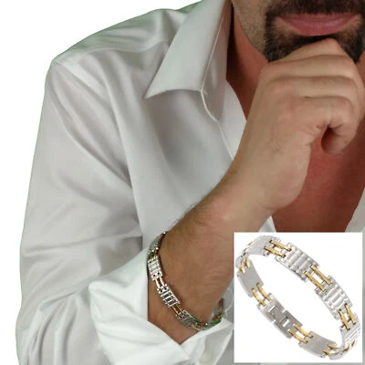 Pulsera Rochet para Hombre Acero Inoxidable Technogold Eslabón de Cadena Acanalado 8.75" Foto 1 de 4