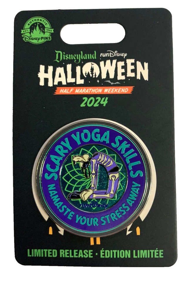 Prendedor Disneyland Run 2024 Media Maratón Goofy Scary Yoga Skills Halloween LR Foto 1 de 1