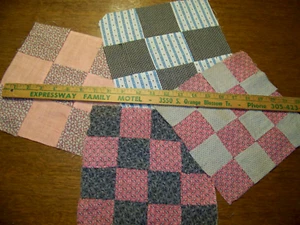 Lotto 4 blocchi trapunta antichi vintage in cotone stampe scala piccola - Foto 1 di 3