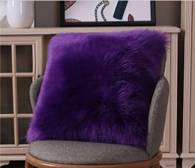 Funda de almohada mullida de felpa de piel sintética peluda suave silla sofá funda de cojín Foto 1 de 4
