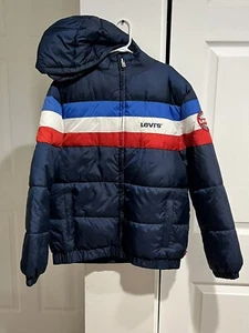 Levi’s Boys Long Sleeve Blue Full Zip Side Pocket Puffer Jacket Size L 12-13 YR - Picture 1 of 11