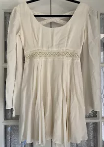Vestido Kimchi Azul Talla 2 Blanco Boho Mangas Campana Detalle de Encaje - Imagen 1 de 5