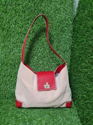 LAMBERTSON TRUEX DESIGNER HAND BAG MADE IN ITALY BEIGE & RED LEATHER. - Image 1 of 4