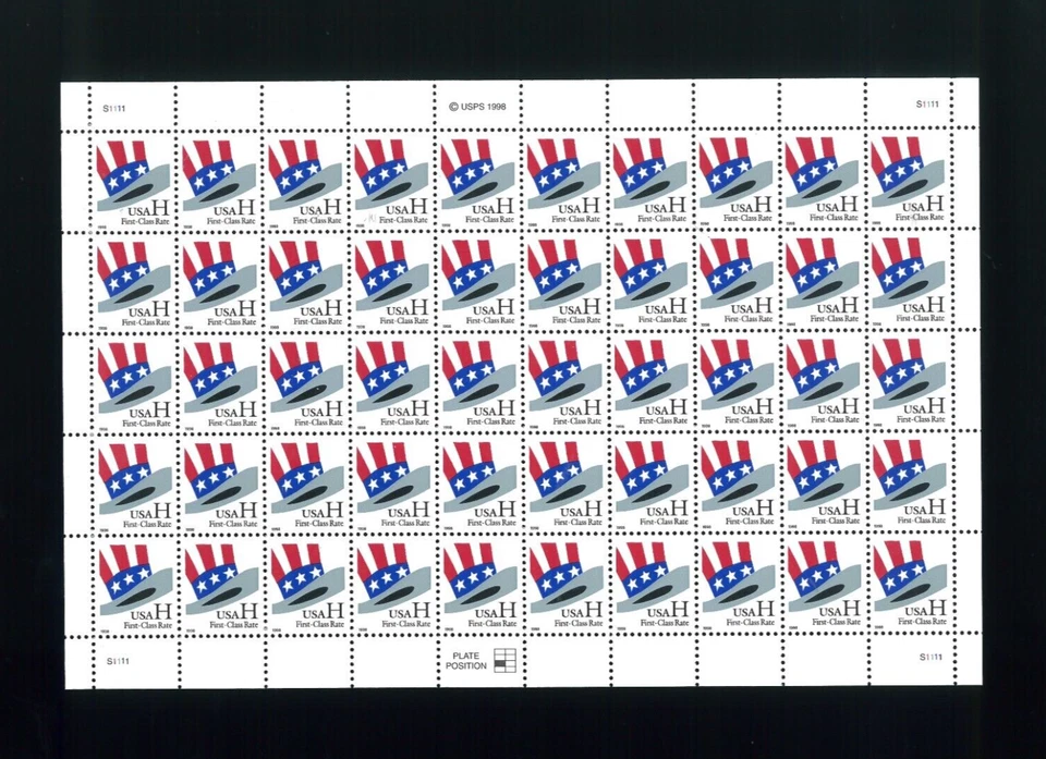 United States 33¢ Patriotic Hat USA H Postage Stamp #3260 MNH Full Sheet - Image 1 of 1