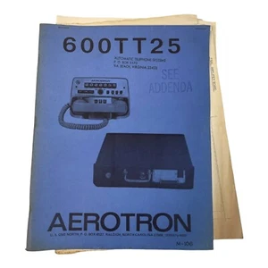 Aerotron 600TT25 Operations & Service Manual M-106 Vintage 1973 - Zdjęcie 1 z 10