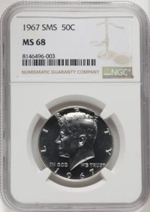 1967 50C Kennedy SMS MS68 NGC non circolato 40% argento speciale zecca set - Foto 1 di 2