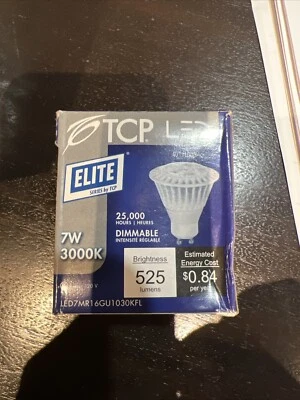 New TCP Elite LED MR16 Bulb, 7w, 3000K, LED7MR16GU1030KFL 5 Bulbs Included - Image 1 of 2