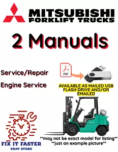 MITSUBISHI FD90 DIESEL PNUEMATIC TIRE FORKLIFT SERVICE ENGINE MANUAL PDF USB - Picture 1 of 6