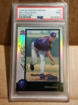 Bowman Chrome Refractor #75 Roy Halladay 1998 PSA 9 como nuevo POP 7 MLB HOF Foto 1 de 3