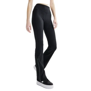 NEW SO Junior's M Black Zip Flare Leggings Reflective Accents at Zippers - Picture 1 of 7