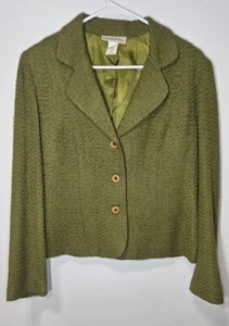 Green Chadwick's Womens Blazer  14p Polyester Nylon Acrylic Button Back Twead B8 - Picture 1 of 3