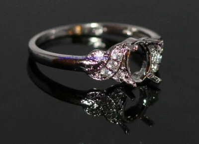 Semi Mount Ring Stone Setting Size 7 X 5 MM Oval Shape 925 Sterling Silver Ring  - Image 1 of 4