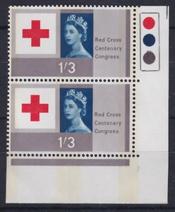 1963 Red Cross Centenary 1s3d Phosphor Corner Trafffic Lights MNH Pair; SG 643p - Picture 1 of 1