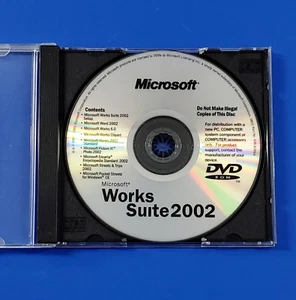 Vintage Microsoft Works Suite 2002 DVD ROM Word Clipart Money Encarta - Picture 1 of 3