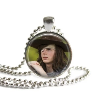 Carl Grimes The Walking Dead  1 Inch Silver Plated TWD Pendant Necklace Handmade - Picture 1 of 5