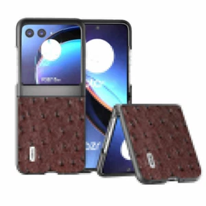 Funda trasera de cuero genuino avestruz para Moto Razr 40 ultra retro de negocios - Imagen 1 de 25