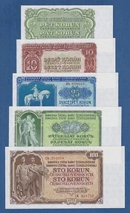 CHECOSLOVAQUIA / CZECHOSLOVAKIA -- SET ( 1953 ) -- UNC -- P.80a-83a-84a-85a-86a - Picture 1 of 5