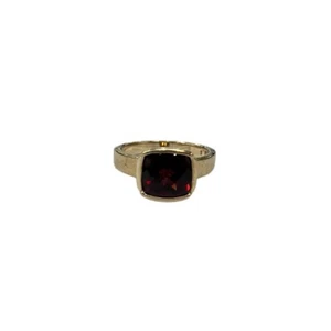 9ct 9K Yellow Gold Created Red Ruby Ladies Ring Size P. Brand New - Picture 1 of 10