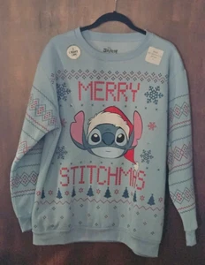 Disney Size L Lilo & Stitch Light Up “Merry Stitchmas” Christmas Sweatshirt NWT - Picture 1 of 8