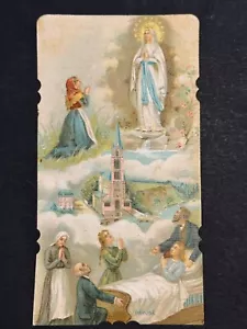 carta sacra cromolitografia santino immagine pieuse "VIRGEN DE LOURDES" - Foto 1 di 2