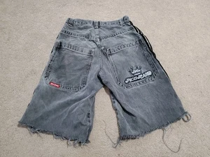 JNCO Tribals 1985 grau blau Krone Jeansshorts abschnittfest 32 x 30 M1431D5 - Bild 1 von 19